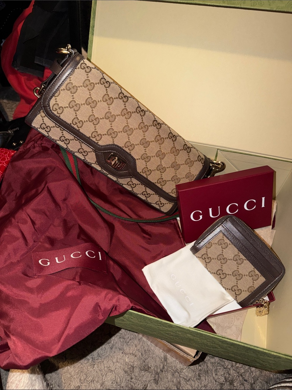 Gucci Luce shoulder bag & Gucci Luce Wallet GG CANVAS - AUTHENTIC GUCCI